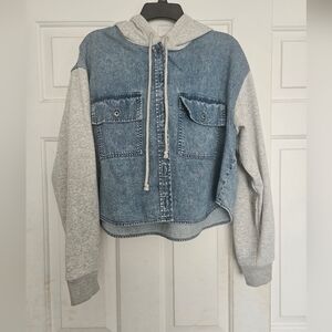 American Eagle cropped faux denim sweatshirt